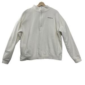 YoungLA Pullover Sweatshirt Mens Medium White 1/4 Zip MMXIV Preppy Gym Athletic